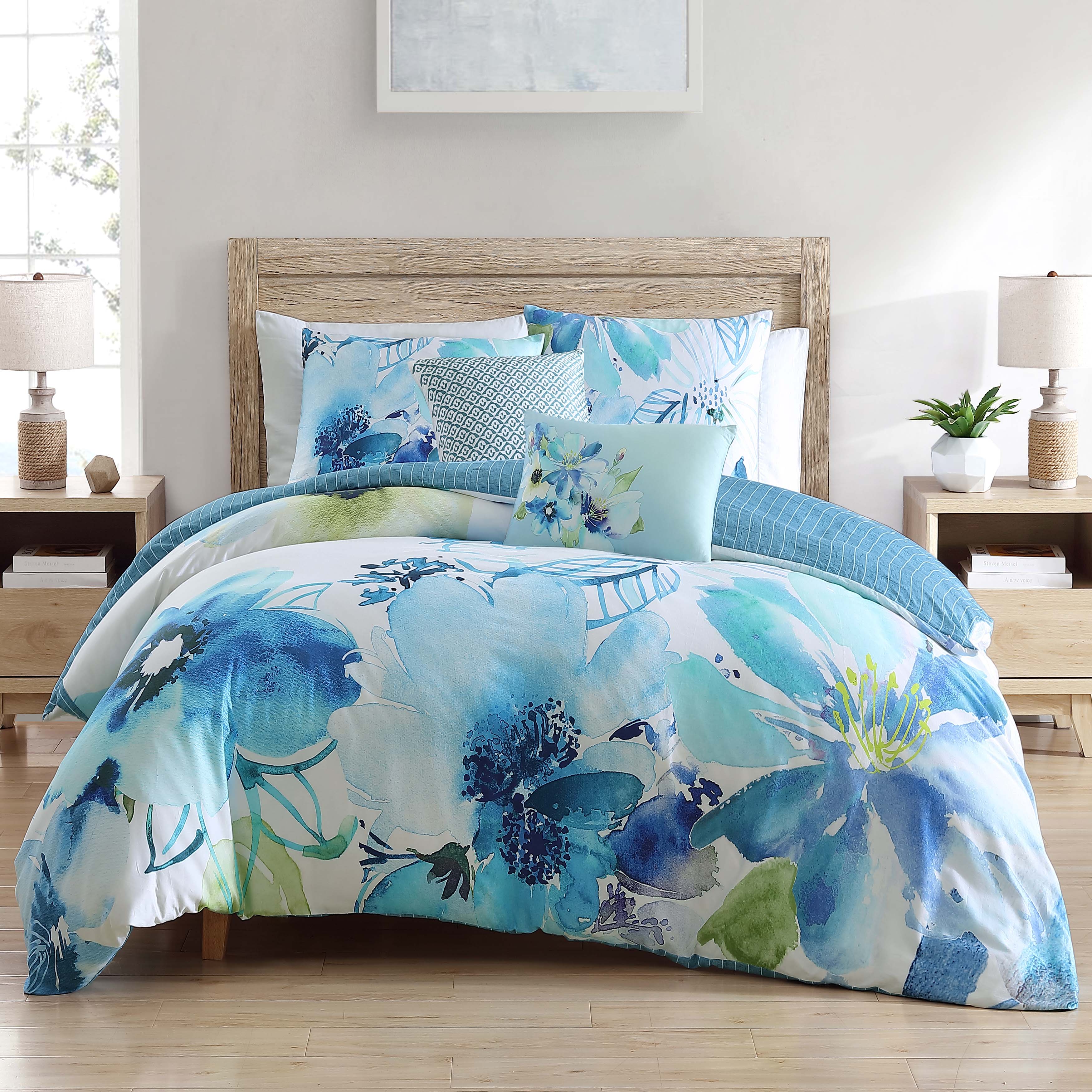 blue and green comforters