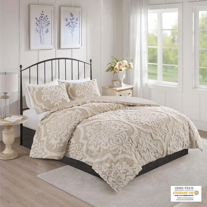 Viola 3 piece Cotton Chenille Damask Comforter Set Comforter Sets By JLA HOME/Olliix (E & E Co., Ltd)