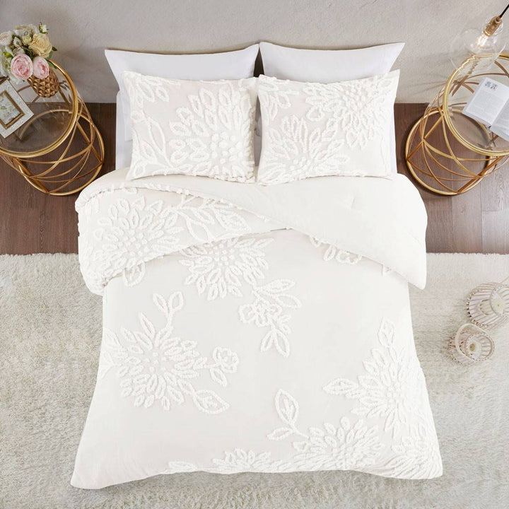 Veronica 3 Piece Cotton Chenille Floral Comforter Set Comforter Sets By JLA HOME/Olliix (E & E Co., Ltd)