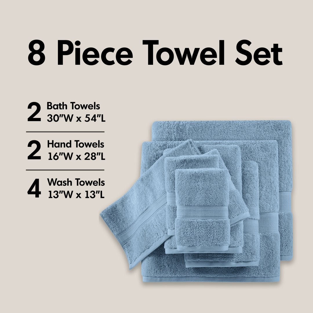 Zenta 100% Cotton 8 Piece Towel Set