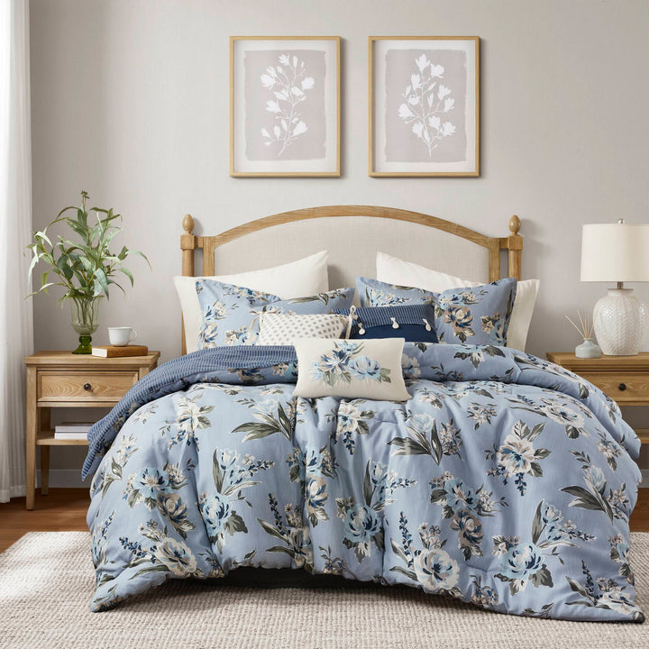 Salara Blue 7 Piece Comforter Set Comforter Sets By JLA HOME/Olliix (E & E Co., Ltd)