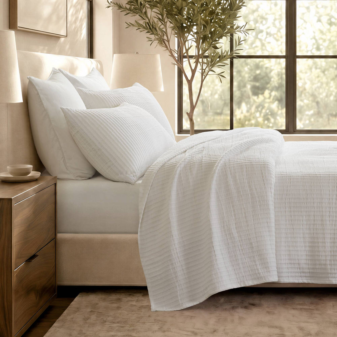 Hayden 3-Piece Cotton Blend Textured Knit Quilt Set