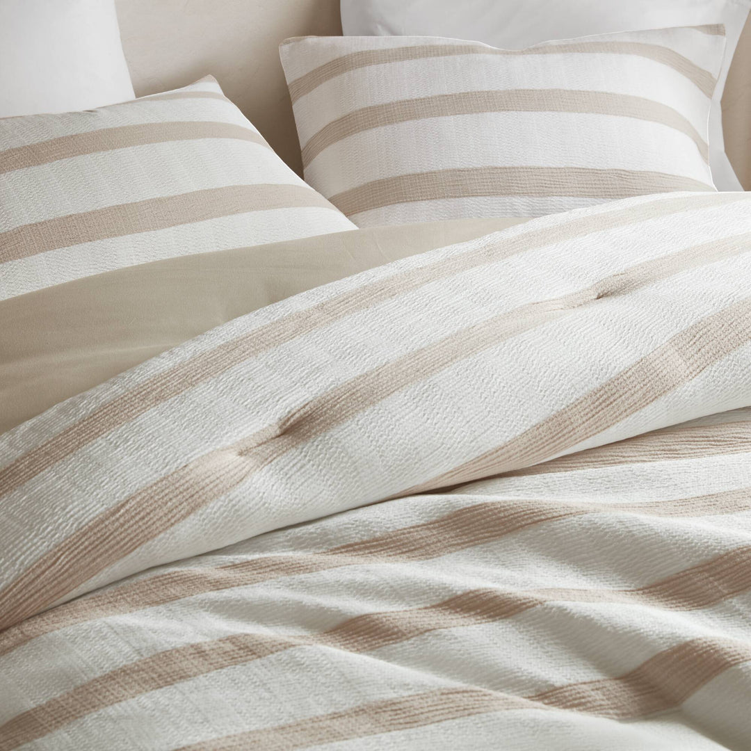Merritt Striped Taupe 3 Piece Comforter Set Comforter Sets By JLA HOME/Olliix (E & E Co., Ltd)