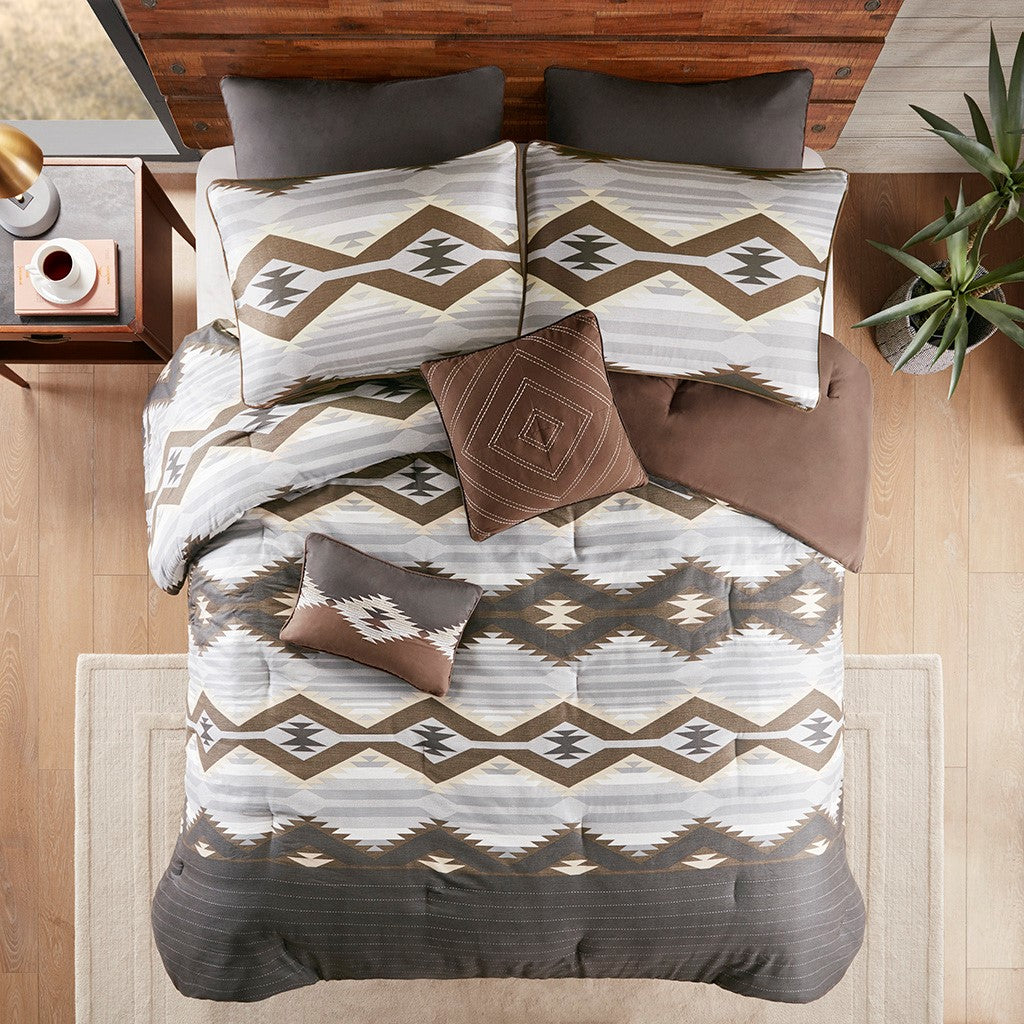 Lodge Grey/Brown 8 Piece Comforter Set Comforter Sets By JLA HOME/Olliix (E & E Co., Ltd)