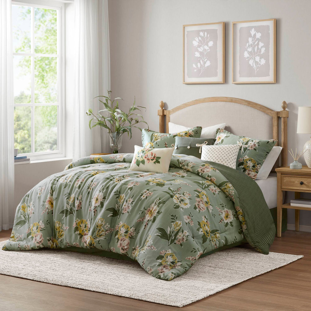 Salara Green 7 Piece Comforter Set Comforter Sets By JLA HOME/Olliix (E & E Co., Ltd)