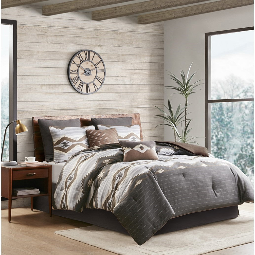 Lodge Grey/Brown 8 Piece Comforter Set Comforter Sets By JLA HOME/Olliix (E & E Co., Ltd)