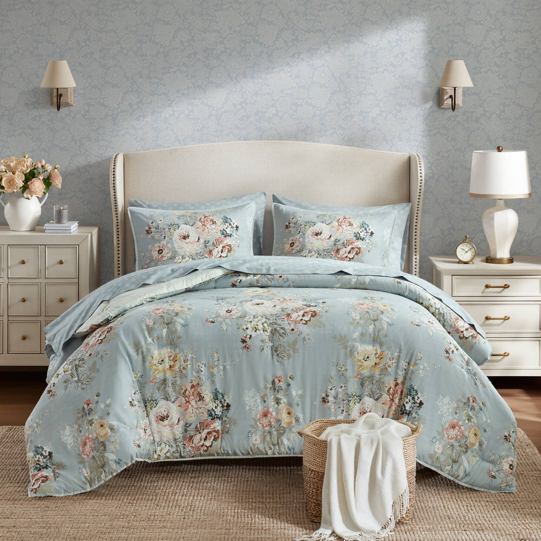 Heather Cottagecore Soft Blue 7 Piece Comforter Set Comforter Sets By JLA HOME/Olliix (E & E Co., Ltd)