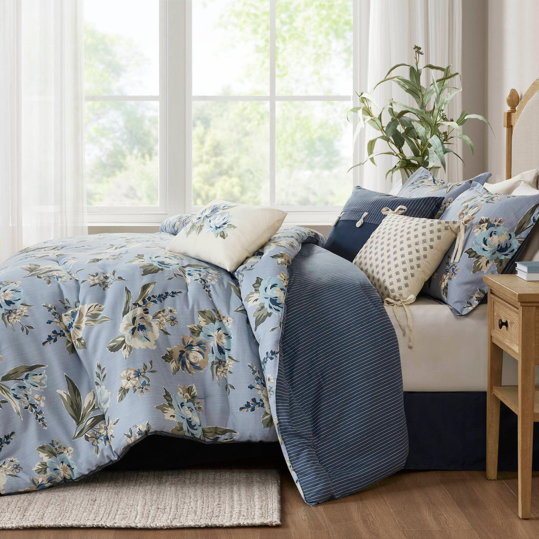 Salara Blue 7 Piece Comforter Set Comforter Sets By JLA HOME/Olliix (E & E Co., Ltd)