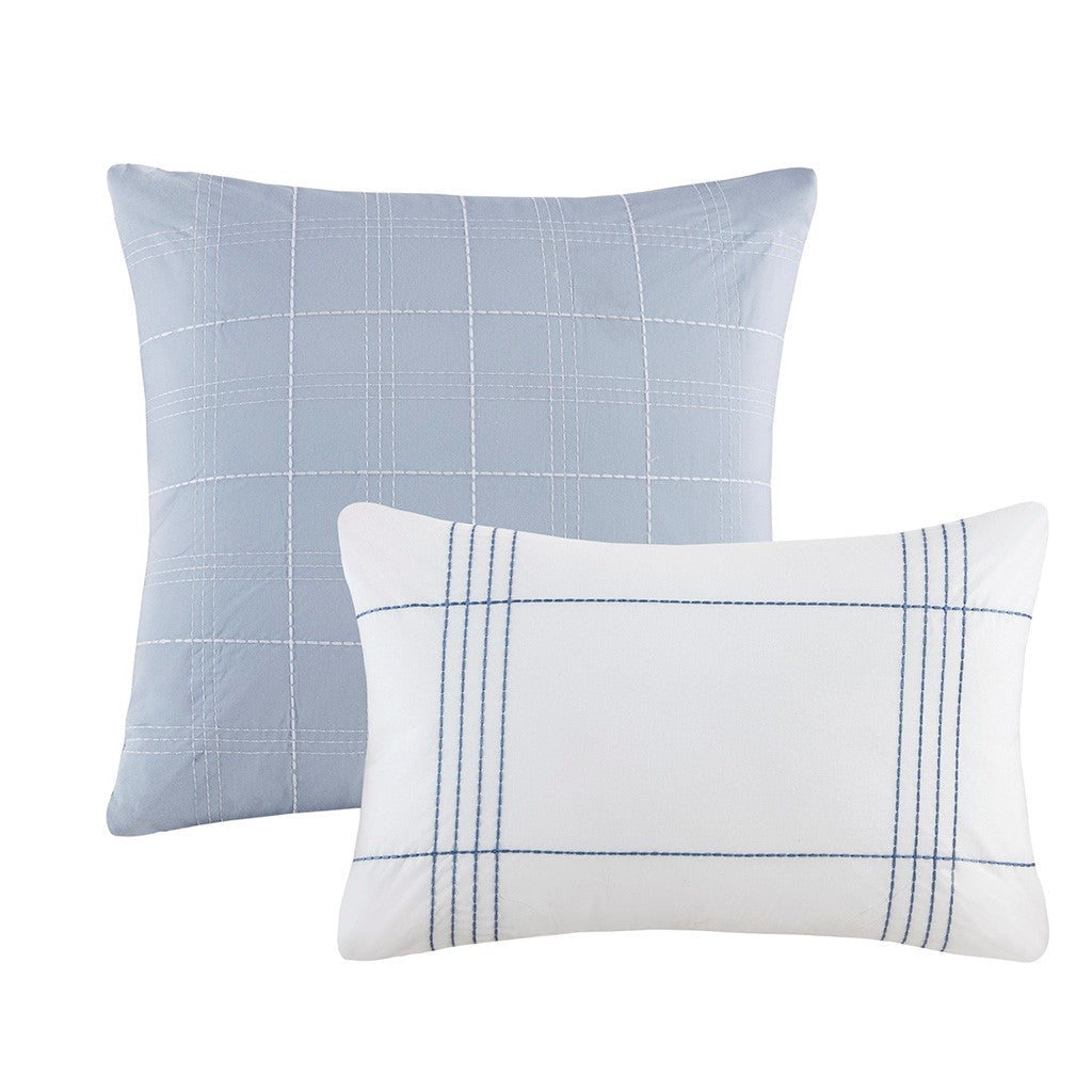 Kateline White/Blue 6 Piece Comforter Set Comforter Sets By JLA HOME/Olliix (E & E Co., Ltd)