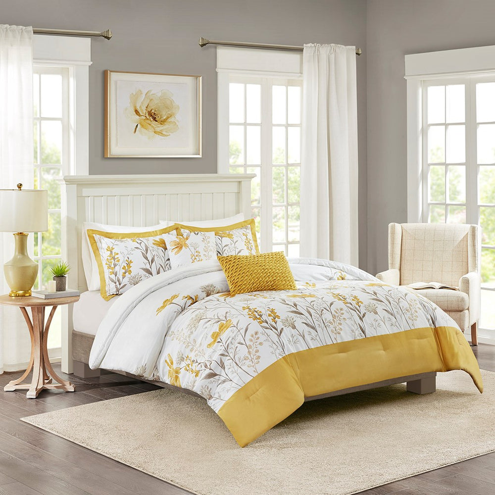 Hollander Yellow 5 Piece Comforter Set Comforter Sets By JLA HOME/Olliix (E & E Co., Ltd)