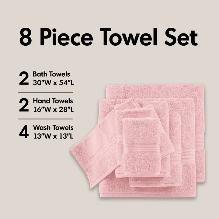 Zenta 100% Cotton 8 Piece Towel Set