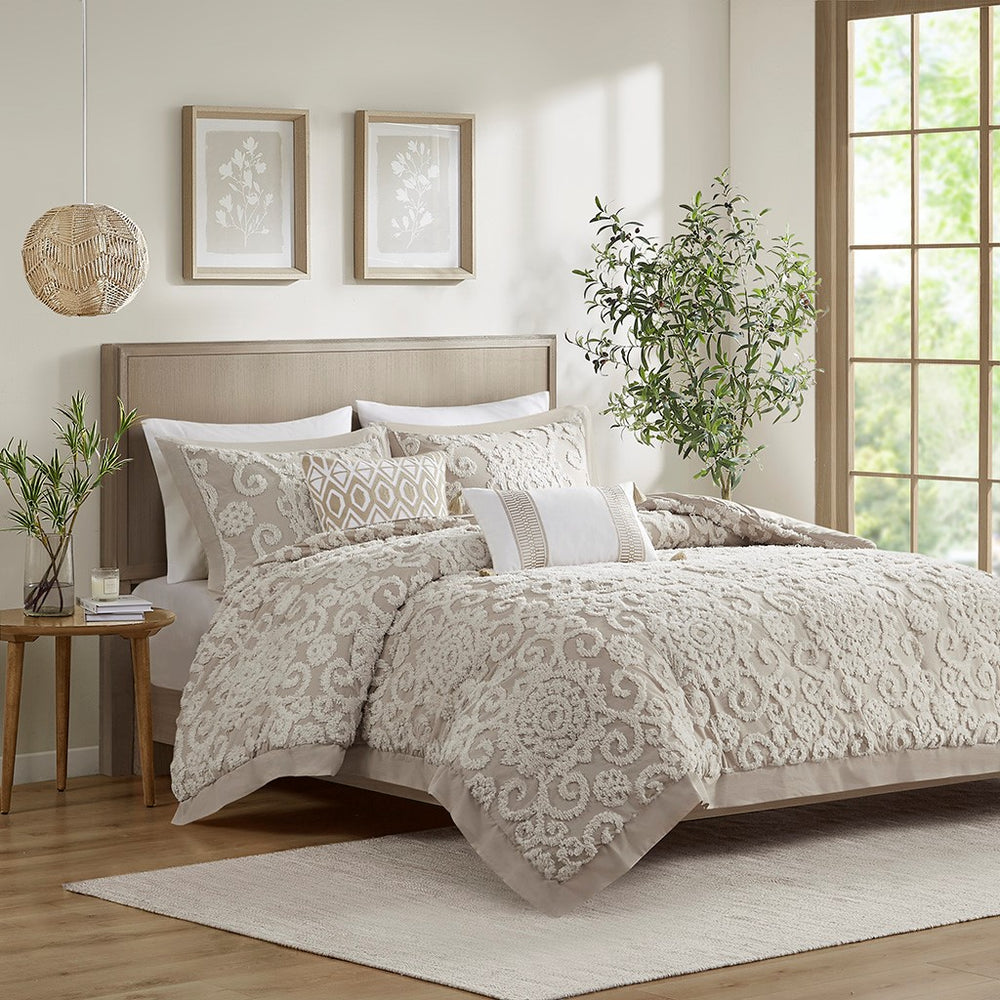 Cayman Taupe 3 Piece Comforter Set Comforter Sets By JLA HOME/Olliix (E & E Co., Ltd)