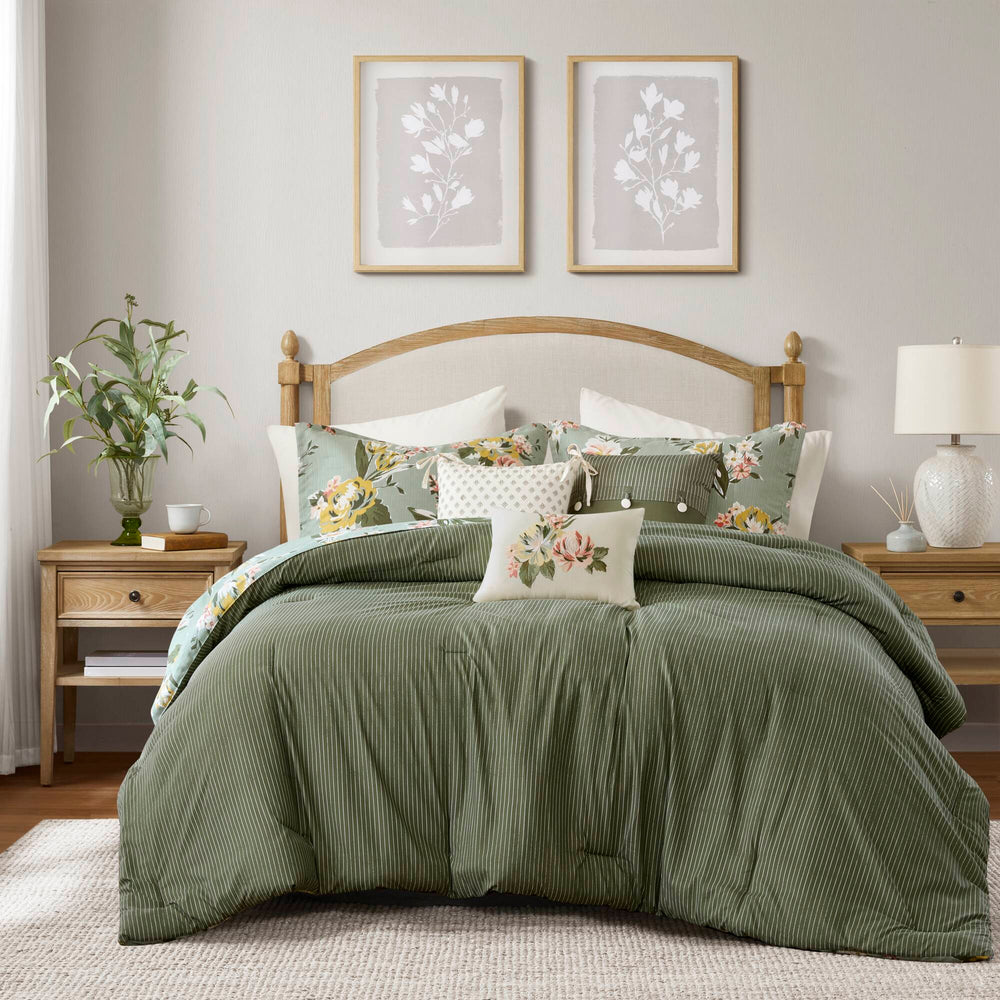 Salara Green 7 Piece Comforter Set Comforter Sets By JLA HOME/Olliix (E & E Co., Ltd)