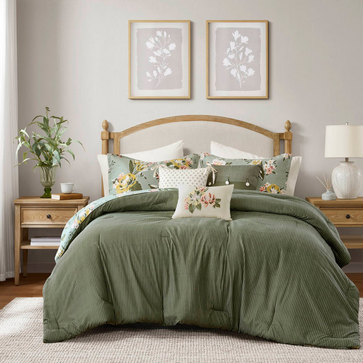 Salara Green 7 Piece Comforter Set Comforter Sets By JLA HOME/Olliix (E & E Co., Ltd)