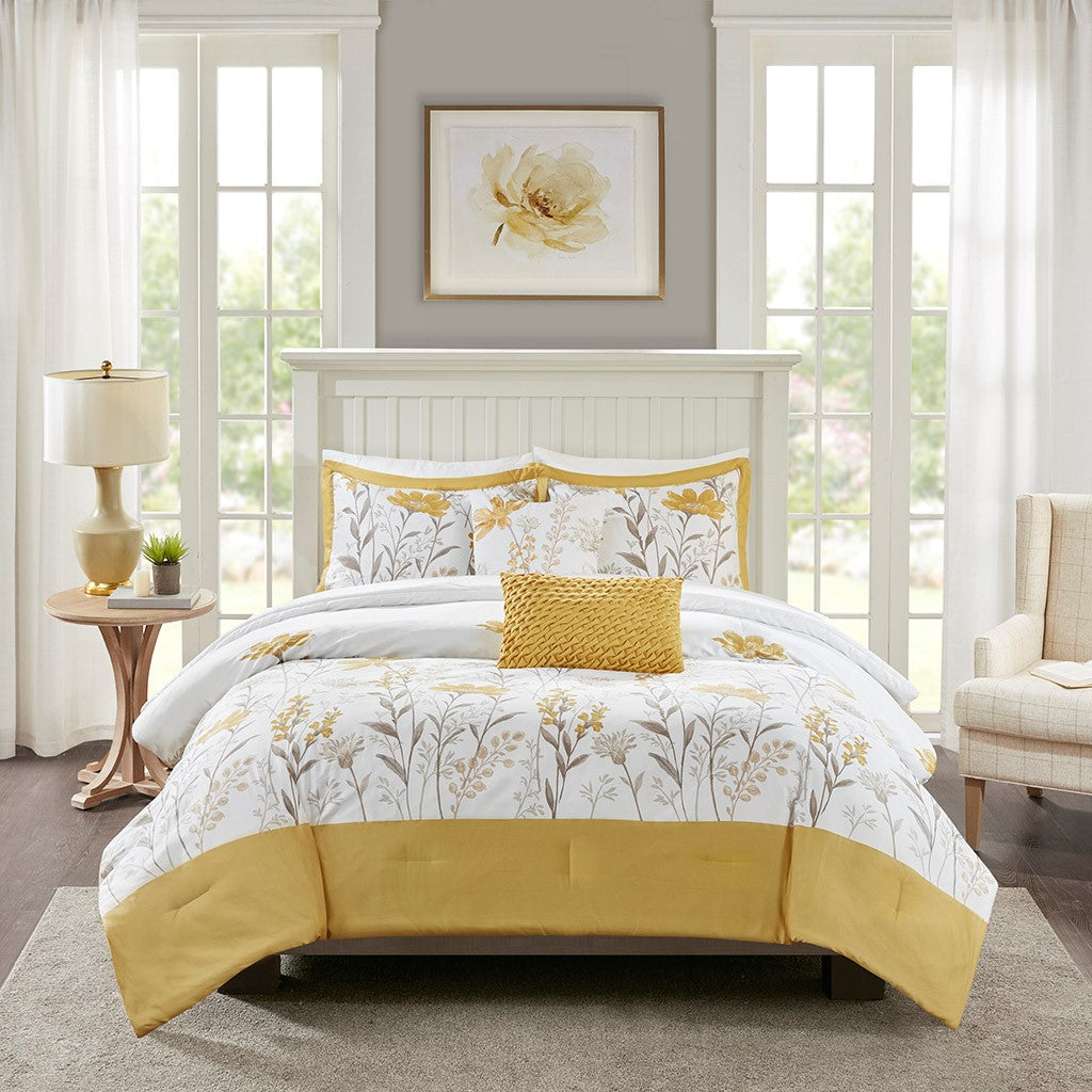 Hollander Yellow 5 Piece Comforter Set Comforter Sets By JLA HOME/Olliix (E & E Co., Ltd)