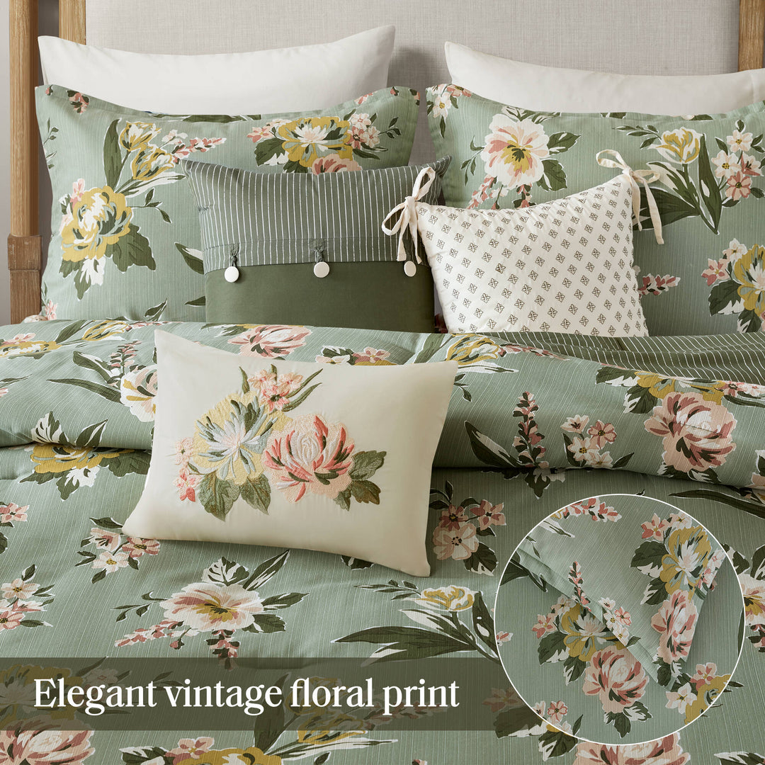 Salara Green 7 Piece Comforter Set Comforter Sets By JLA HOME/Olliix (E & E Co., Ltd)