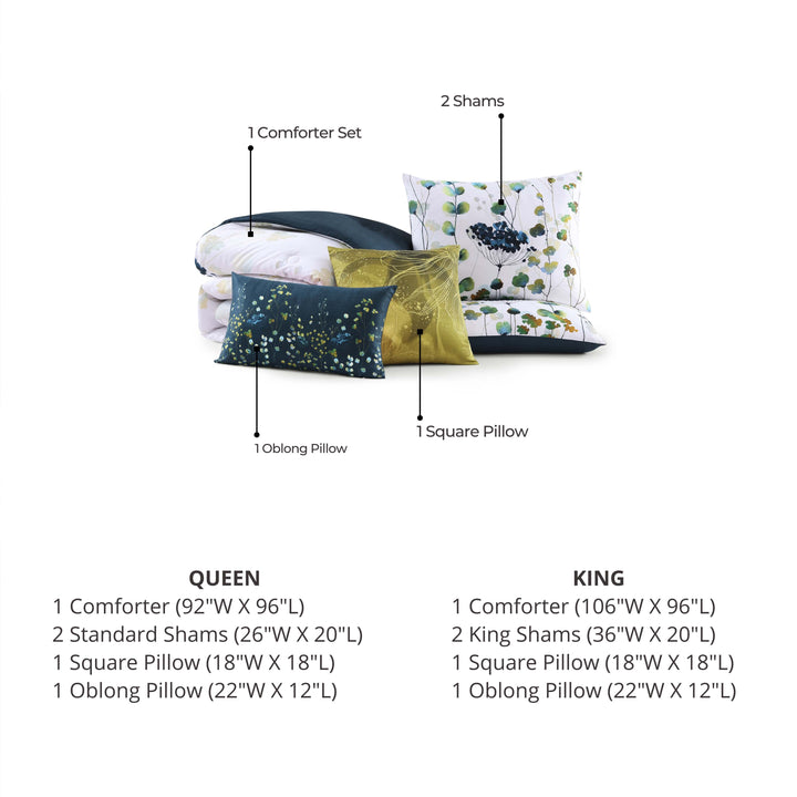 Bebejan Abstract Vines 5 Piece Reversible Comforter Set