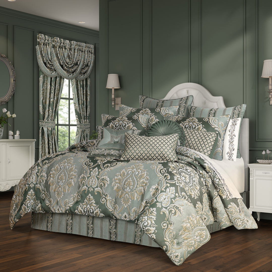Alina Dusty Teal 4 Piece Comforter Set Comforter Sets By J. Queen New York