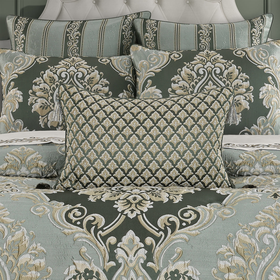 Alina Dusty Teal Boudoir Decorative Throw Pillow 21" x 14" Throw Pillows By J. Queen New York