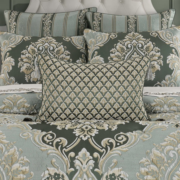Alina Dusty Teal Boudoir Decorative Throw Pillow 21" x 14" Throw Pillows By J. Queen New York
