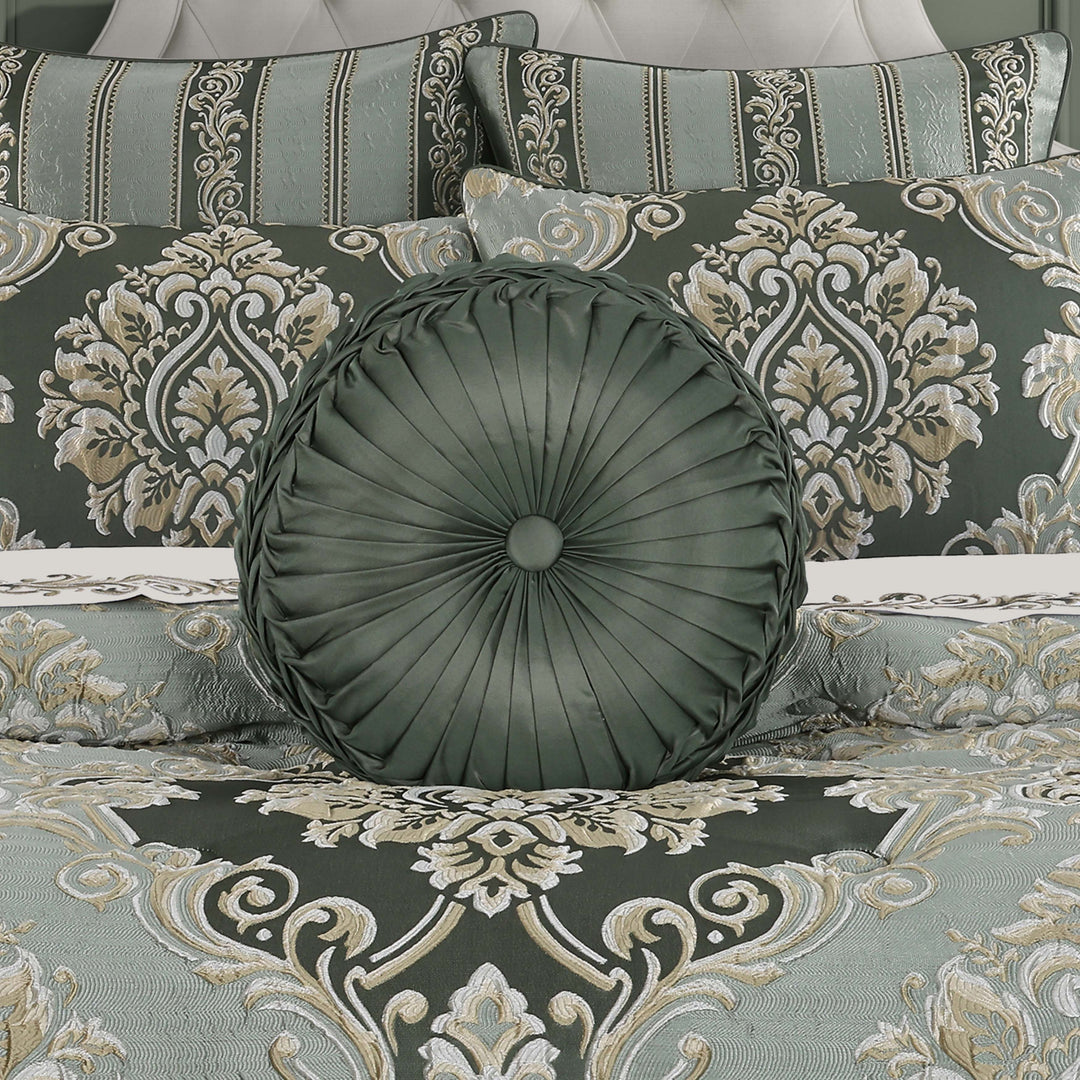 Alina Dusty Teal Round Decorative Throw Pillow 15" x 15" Throw Pillows By J. Queen New York