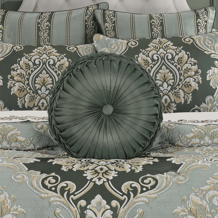 Alina Dusty Teal Round Decorative Throw Pillow 15" x 15" Throw Pillows By J. Queen New York