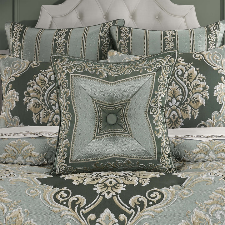 Alina Dusty Teal Square Decorative Throw Pillow 18" x 18" Throw Pillows By J. Queen New York