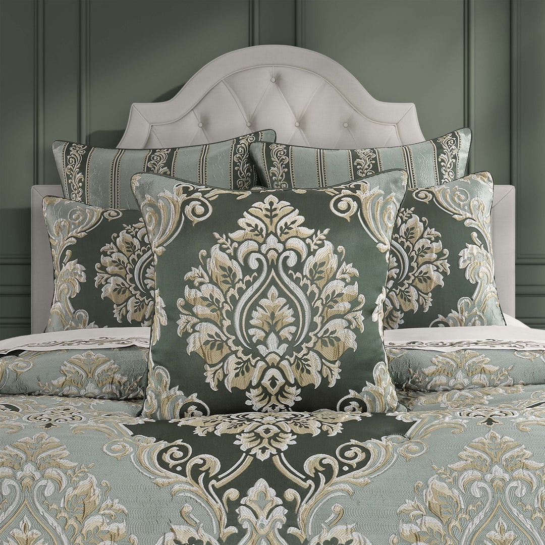 Alina Dusty Teal Square Decorative Throw Pillow 20" x 20" Throw Pillows By J. Queen New York