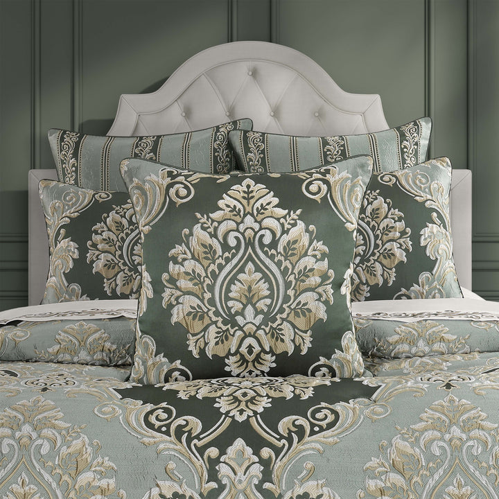 Alina Dusty Teal Square Decorative Throw Pillow 20" x 20" Throw Pillows By J. Queen New York