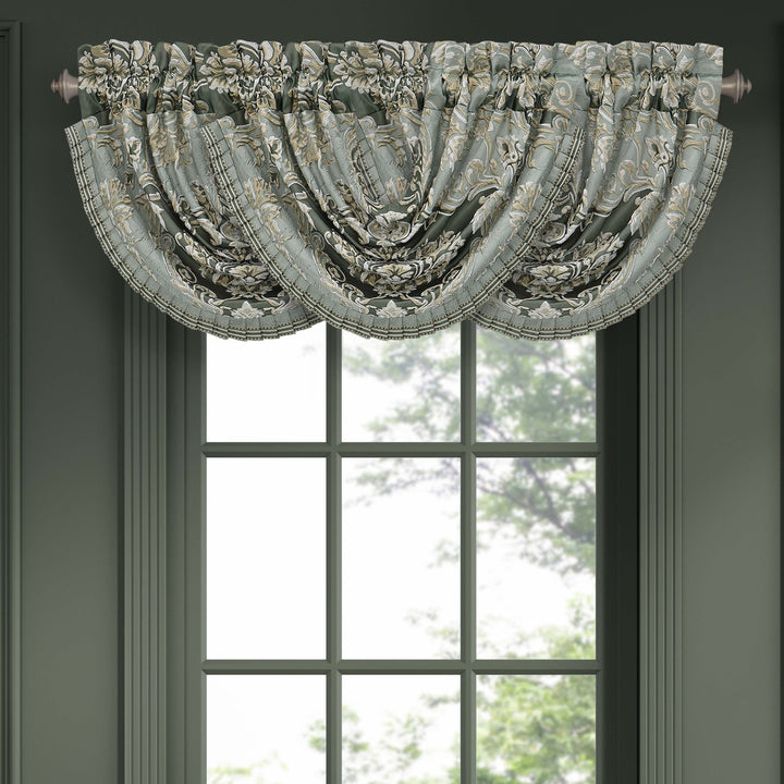 Alina Dusty Teal Waterfall Window Valance Window Valances By J. Queen New York