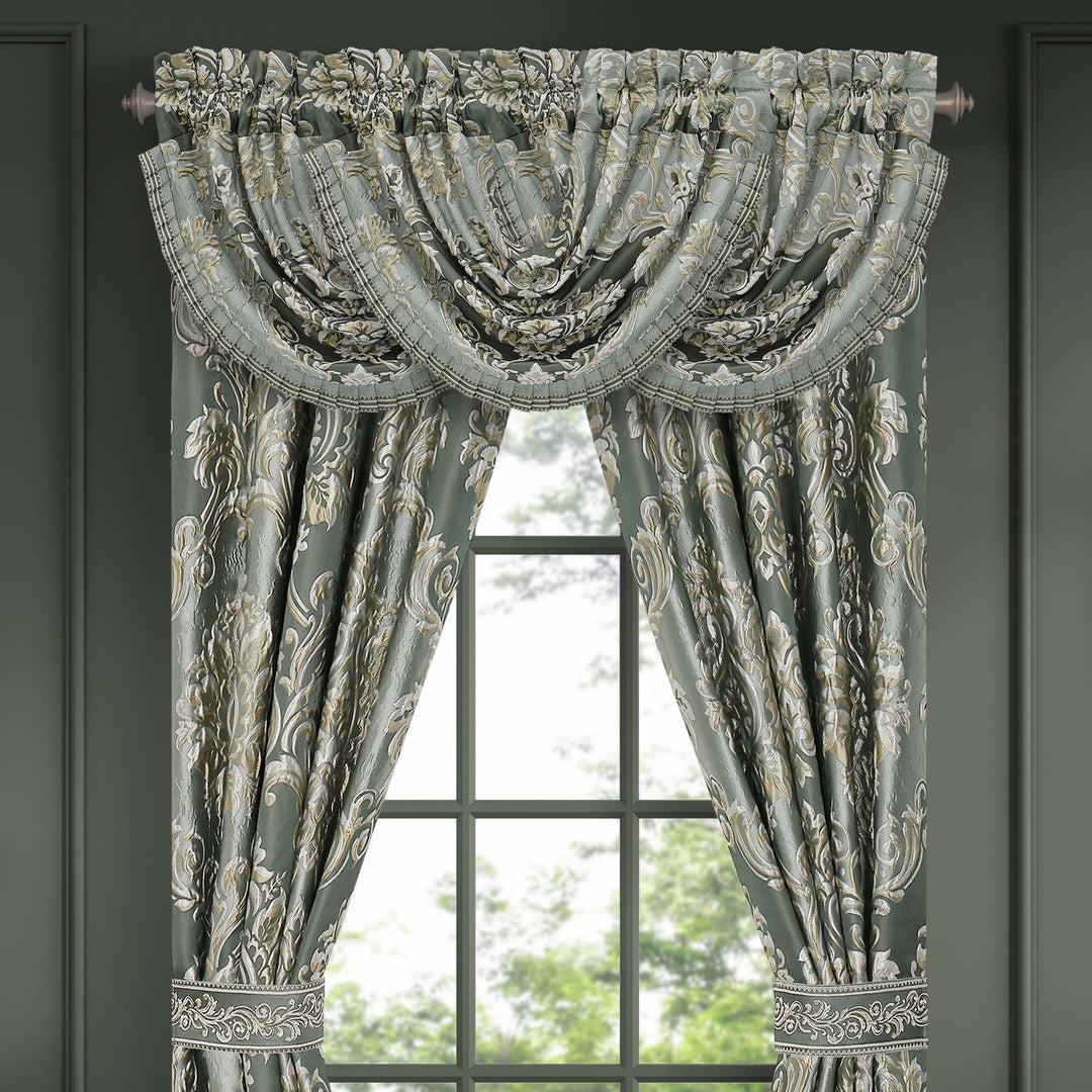 Alina Dusty Teal Waterfall Window Valance Window Valances By J. Queen New York