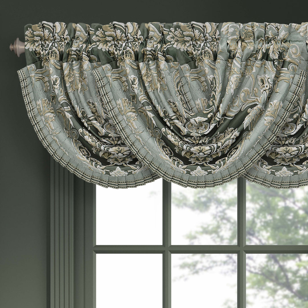 Alina Dusty Teal Waterfall Window Valance Window Valances By J. Queen New York