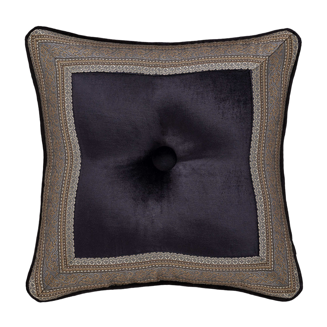 Amara Indigo Square Embellished Decorative Throw Pillow 18" x 18" Throw Pillows By J. Queen New York