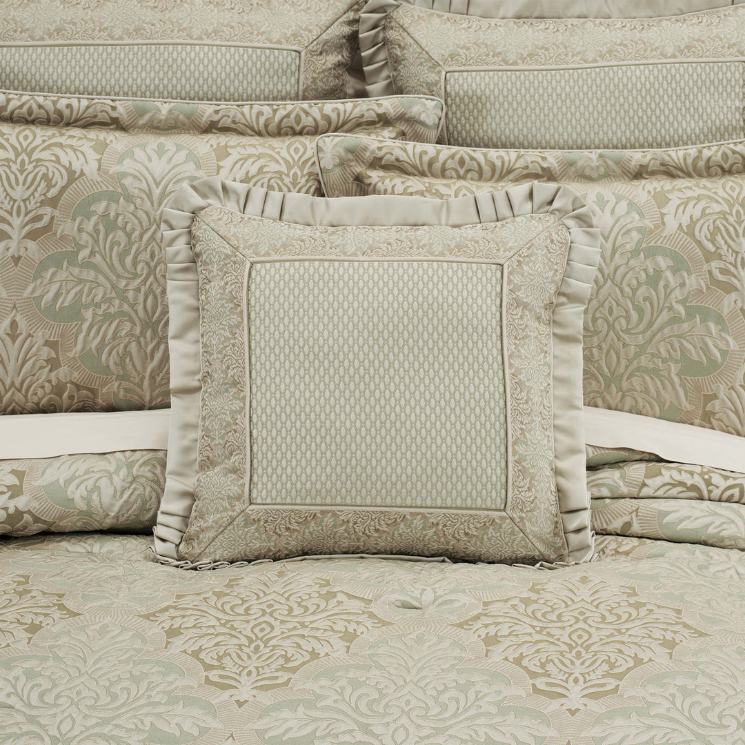 Anastasia Aqua Square Decorative Throw Pillow 20" x 20" Throw Pillows By J. Queen New York