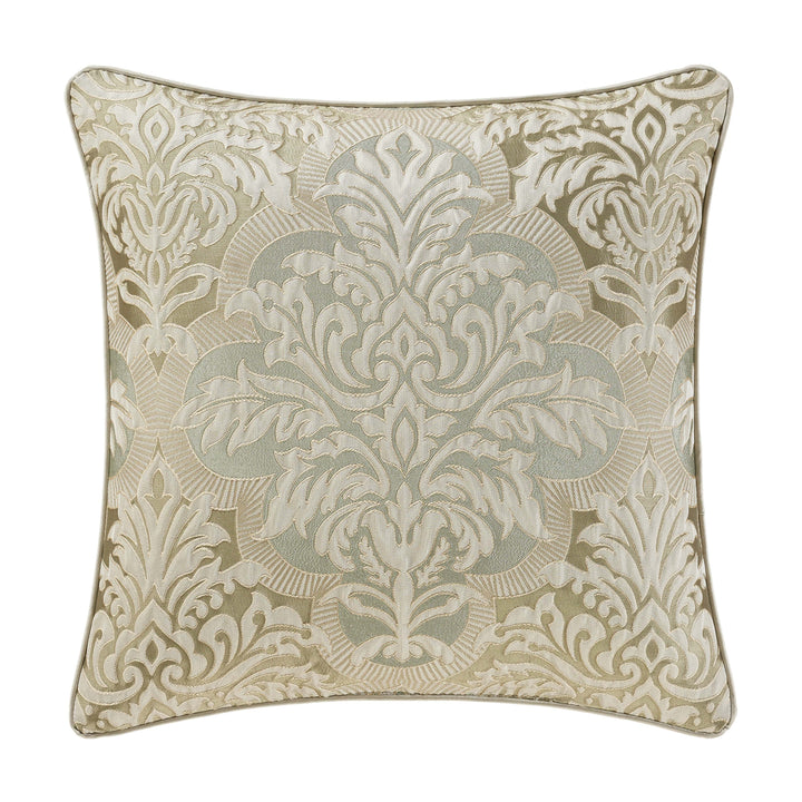 Anastasia Aqua Square Embellished Decorative Throw Pillow 20" x 20" Throw Pillows By J. Queen New York