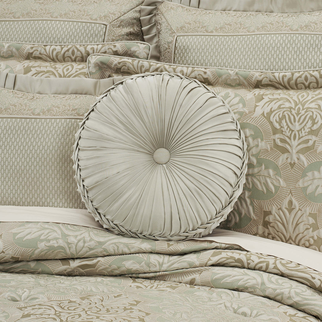 Anastasia Aqua Tufted Round Decorative Throw Pillow 15" x 15" Throw Pillows By J. Queen New York