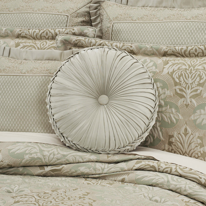Anastasia Aqua Tufted Round Decorative Throw Pillow 15" x 15" Throw Pillows By J. Queen New York
