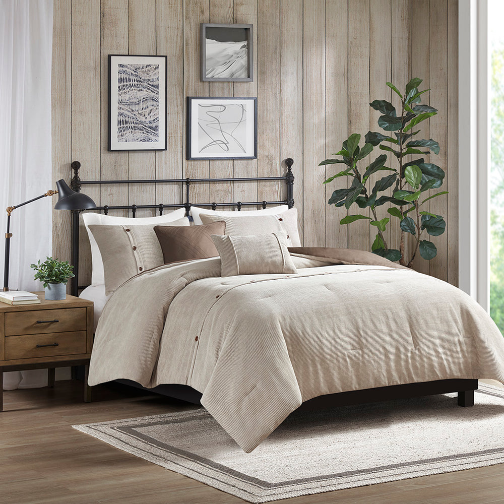 Andes Tan 5 Piece Comforter Set Comforter Sets By JLA HOME/Olliix (E & E Co., Ltd)