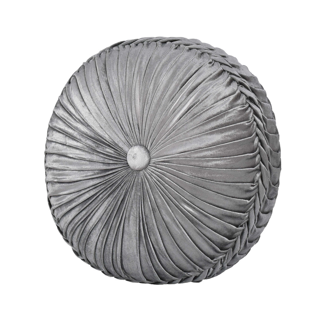 Annabelle Silver Tufted Round Decorative Throw Pillow 15" x 15" Throw Pillows By J. Queen New York