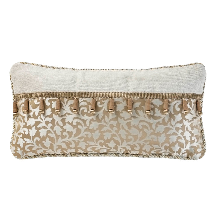 Ansonia Ivory/Gold Oblong Decorative Throw Pillow 24" x 12" Throw Pillows By Waterford