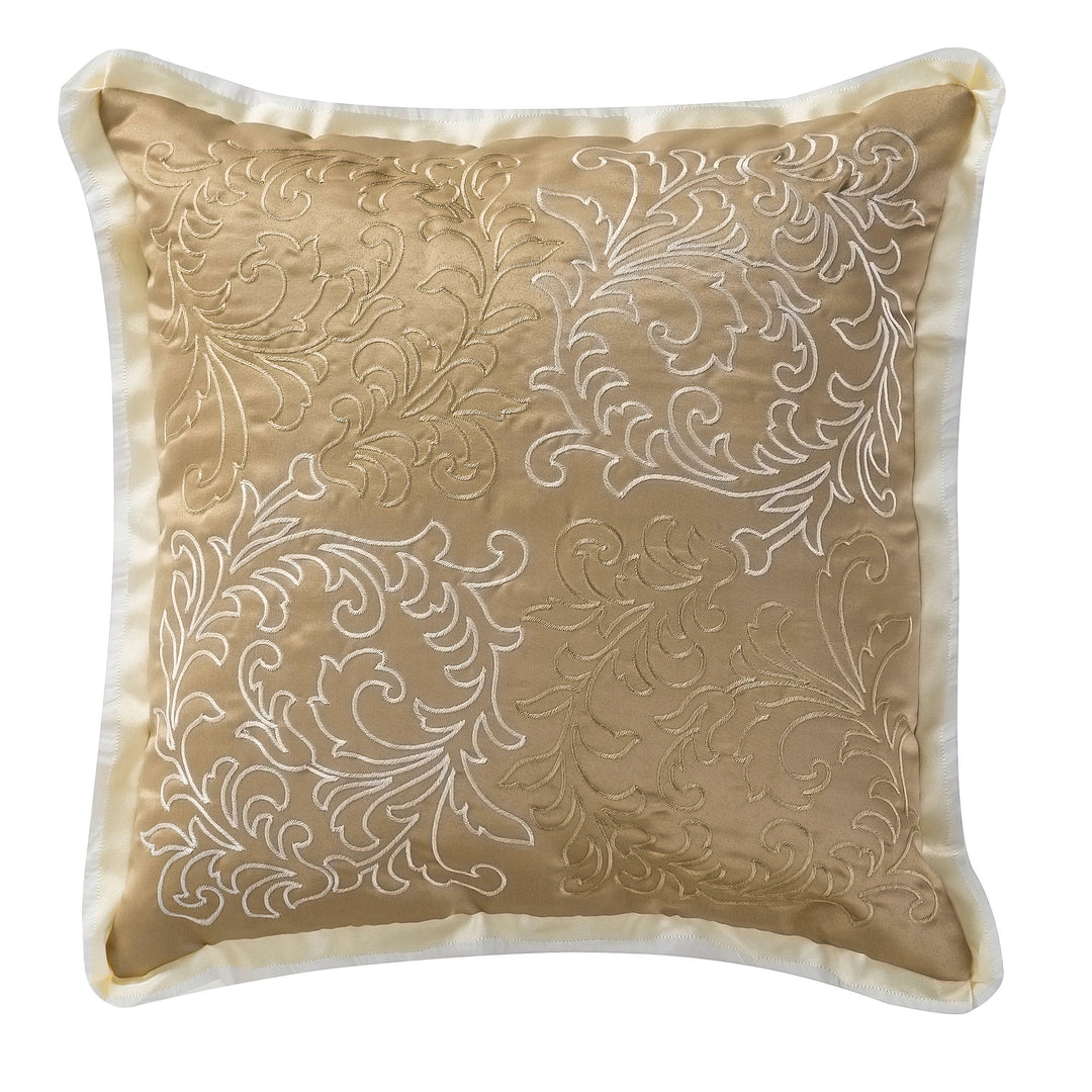 Ansonia Ivory/Gold Square Decorative Throw Pillow 16" x 16" Throw Pillows By Waterford