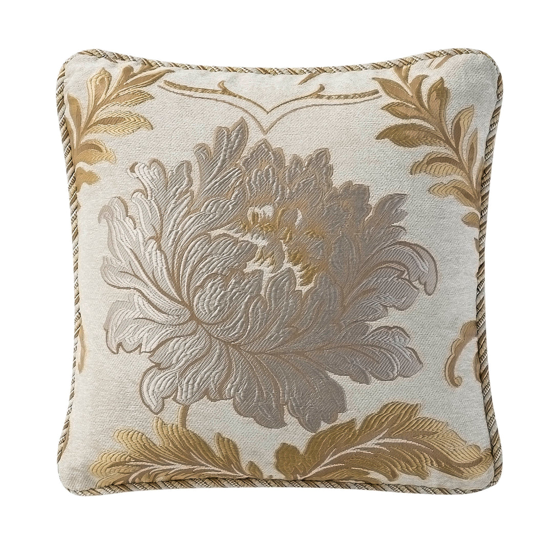 Ansonia Ivory/Gold Square Decorative Throw Pillow 18" x 18" Throw Pillows By Waterford
