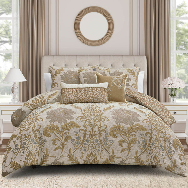 Ansonia Ivory/Gold 3 Piece Comforter Set Comforter Sets By Waterford
