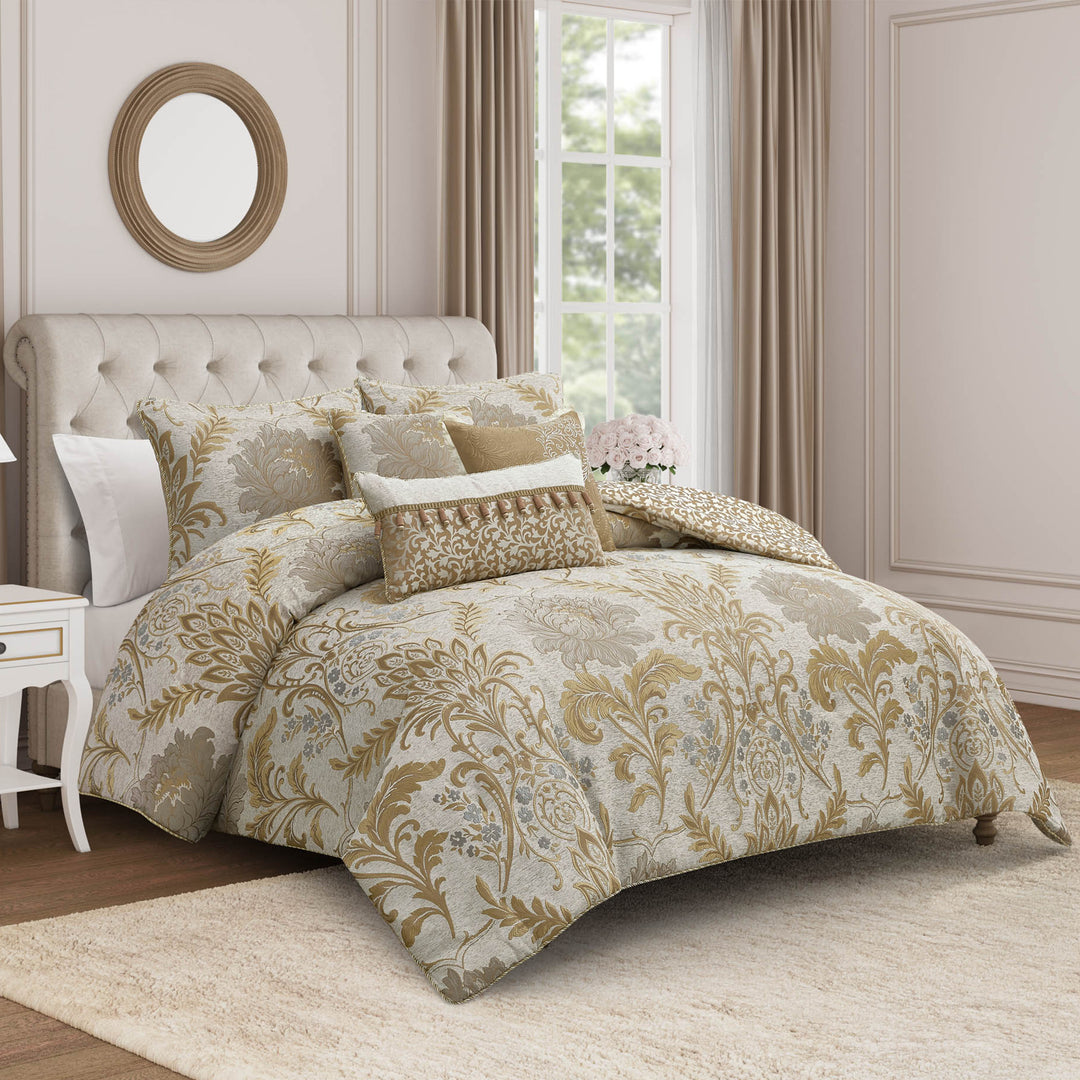 Ansonia Ivory/Gold 3 Piece Comforter Set Comforter Sets By Waterford