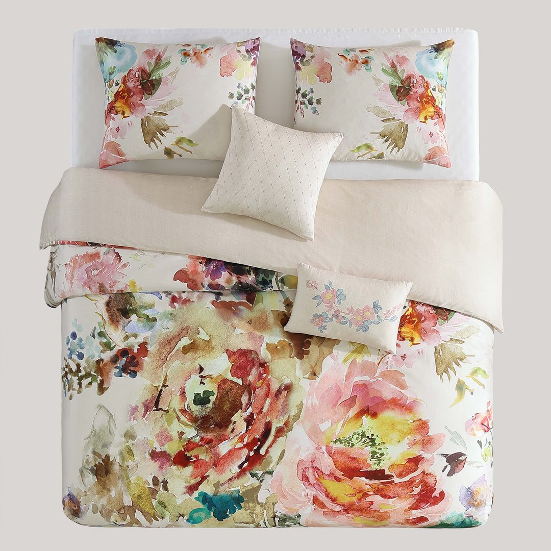 Bebejan Bloom 5 Piece Comforter Set, King, Purple, 100% Cotton, Reversible
