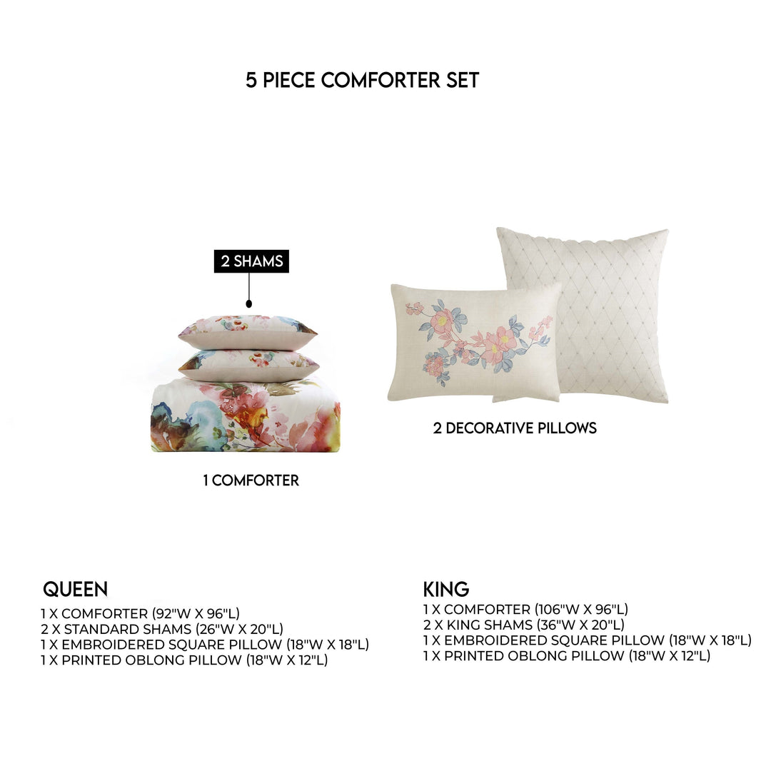 Bebejan Antique Flowers Ivory 5 Piece Reversible Comforter Set Comforter Sets By Bebejan®