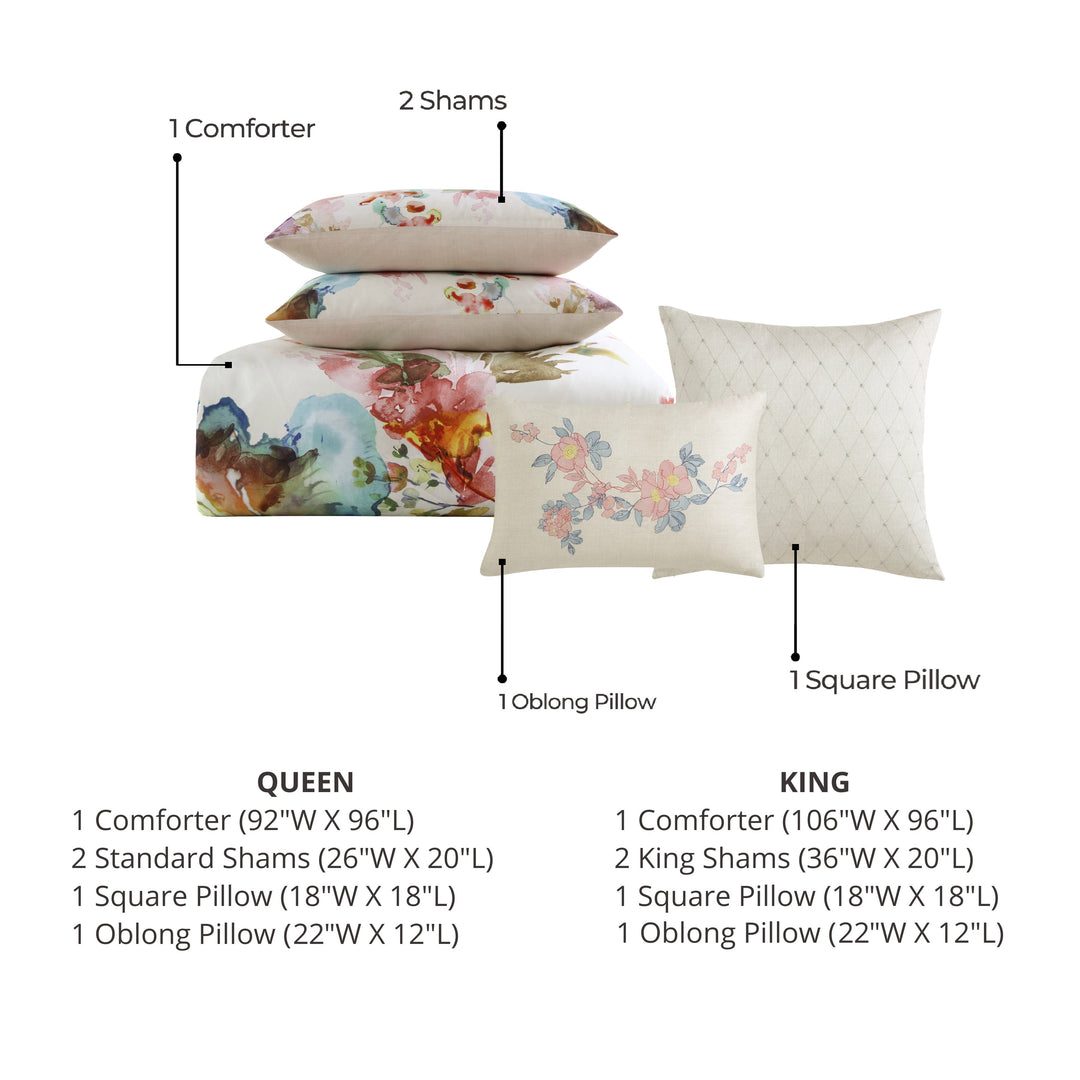 Bebejan Antique Flowers Ivory 5 Piece Reversible Comforter Set Comforter Sets By Bebejan®