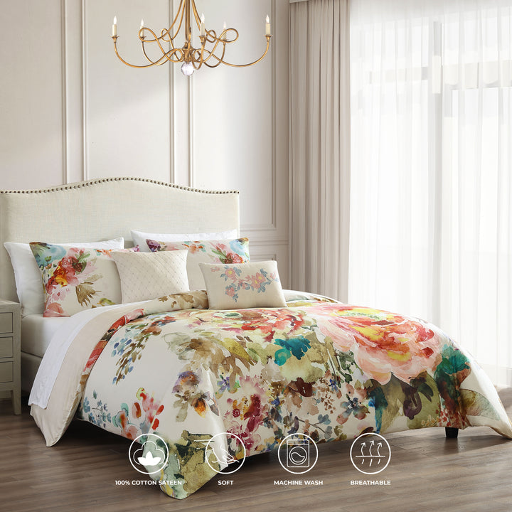 Bebejan Antique Flowers Ivory 5 Piece Reversible Comforter Set Comforter Sets By Bebejan®