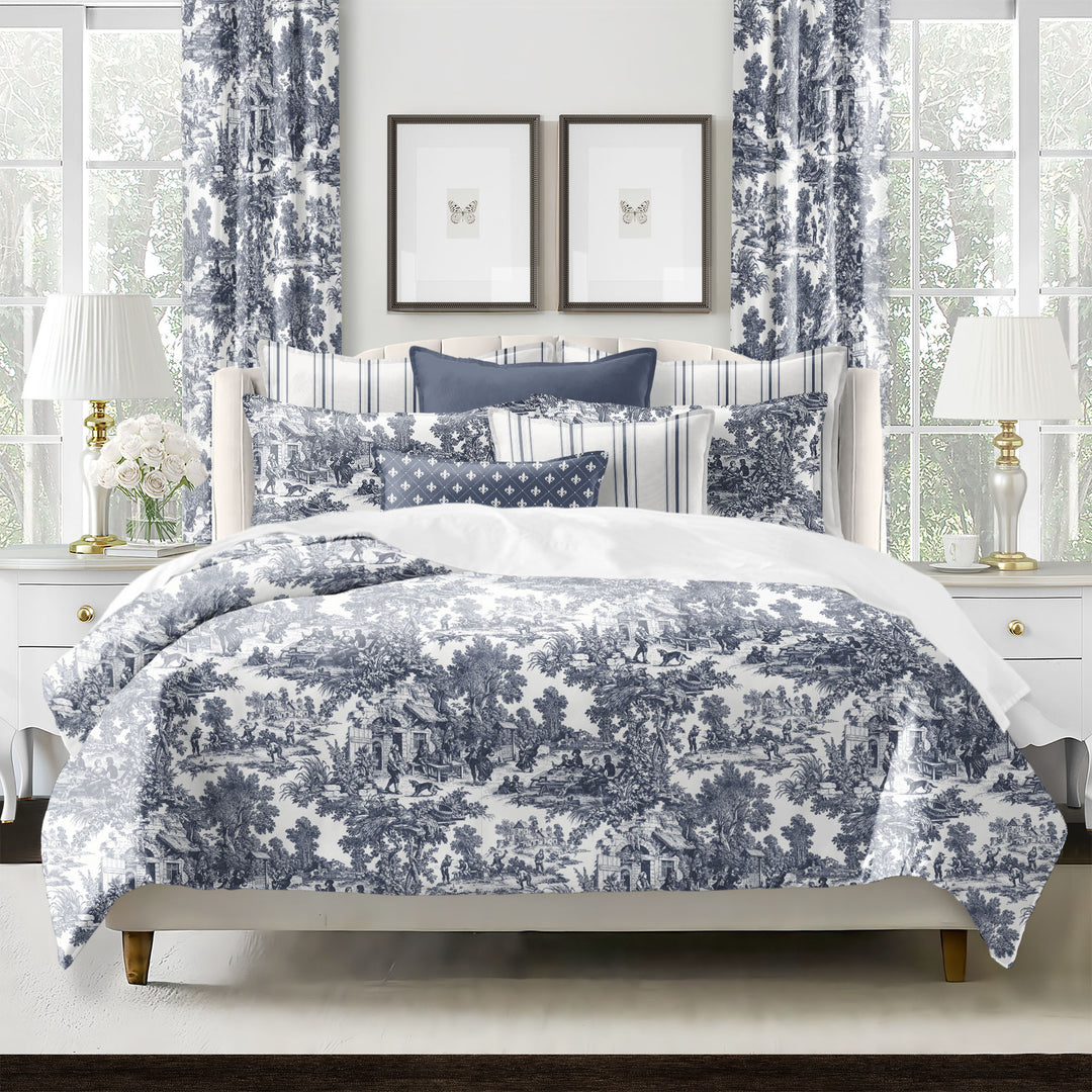 Au Village Toile Denim 8 Piece Comforter Set Comforter Sets By Colcha Linens