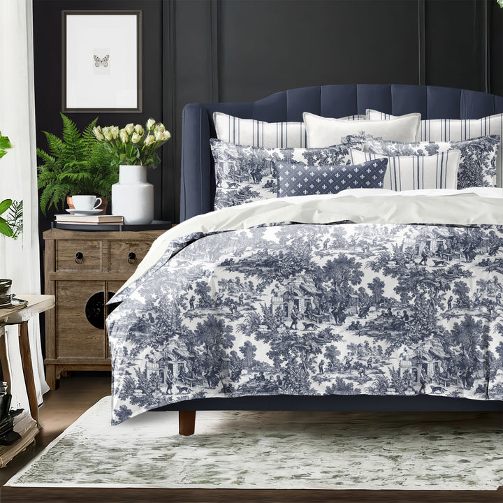 Au Village Toile Denim 8 Piece Coverlet Set Coverlet By Colcha Linens
